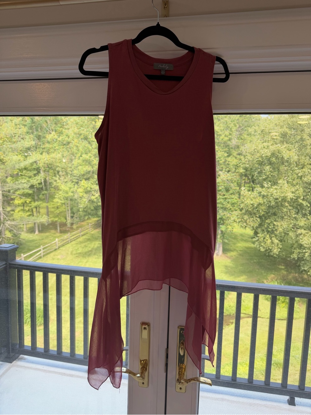Anthropologie Sleeveless High-Low Chiffon Hem Tank — Dusty Rose
